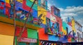 Buenos Aires, Argentina - February 15, 2020: Colorful buildings of El Caminito, a street museum and a traditional alley frequented Royalty Free Stock Photo