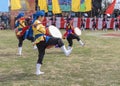 Buenos Aires, Argentina - February 14th, 2023: Japanese dancers with drum.