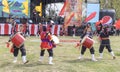 Buenos Aires, Argentina - February 14th, 2023: Japanese women dancers with drum.