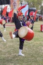 Buenos Aires, Argentina - February 14th, 2023: Japanese young man with drum.