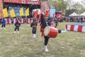 Buenos Aires, Argentina - February 14th, 2023: Japanese young man with drum.