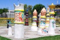 Giant chess game statue in La Boca neighborhoods