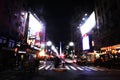 Buenos Aires Argentina, illuminated obelisk at night with Corrientes Avenue