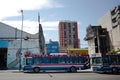 Buses in La Boca district on end stop of route 152 from Olivos to La Boca Royalty Free Stock Photo