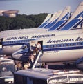 Buenos Aires Argentina, Jorge Newbery airport with Aerolineas Argentinas 727 planes parked with tourists