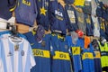 BUENOS AIRES, ARGENTINA, JUNE 18, 2018: Boca Juniors and National Team jersey, La Boca, Buenos Aires on June 18, 2018 Royalty Free Stock Photo