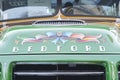 Hood of a green Bedford Alcorta 1961 bus painted with fileteado porteÃÂ±o style Royalty Free Stock Photo