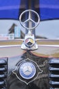 Mercedes Benz logo, hood ornament of a classic bus