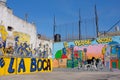 BUENOS AIRES, ARGENTINA, JUNE 18, 2018: Murga graffiti soccer field, La Boca, Buenos Aires, Argentina on June 18, 2018