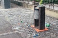 Buenos Aires, Argentina - March 08, 2021: Garbage piles up and overflows the trash cans