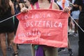 Poster against obstetric violence during the 8M women strike in Argentina