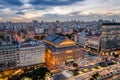 Aerial view of Teatro Colon Columbus Theatre and 9 de Julio Avenue at sunset - Buenos Aires, Argentina Royalty Free Stock Photo