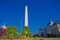 BUENOS AIRES, ARGENTINA - MAY 02, 2016: Historical monument of the city of buenos aires called: el obelisco, builded in