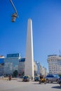 BUENOS AIRES, ARGENTINA - MAY 02, 2016: the obelisk, iconic monument of the city builded in 1963, located in plaza de la