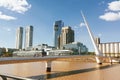 BUENOS AIRES, ARGENTINA - MAYO 09, 2017: Bridge of Woman pedestrian bridge crosses Dock 3 and connects two streets in urban area