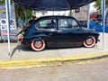 black Fiat 600 sedan two door rear engined unibody c 1970. Side view. Expo Warnes 2021 classic car