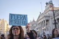 Woman protesting against offshore oil exploitation in Argentina Royalty Free Stock Photo