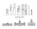 Buenos Aires architecture line skyline illustration. famous landmarks Royalty Free Stock Photo