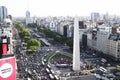 Buenos Aires Argentina panoramic view of Avenida 9 de Julio with the Obelisk of Doa with hotels and office buildings