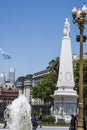 Buenos Aires Argentina .Plaza de Mayo and the historic pyramid with water fountain historic place