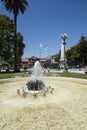 Buenos Aires Argentina .Plaza de Mayo and the historic pyramid with water fountain historic place