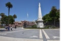 Buenos Aires Argentina .Plaza de Mayo and the historic pyramid with water fountain historic place