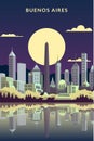 Buenos Aires Argentina retro city vector poster Royalty Free Stock Photo