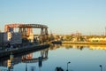 Panorama of the industrial part of La Boca, with cranes of the p