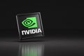 Buenos Aires, Argentina September 12th, 2023: Nvidia logo in three dimensions isolated on dark background. 3d illustration