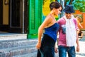 BUENOS AIRES / ARGENTINA - 05/04/2019: two tango dancer during their dance in La Boca, Argentina Royalty Free Stock Photo