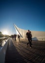 People crossing bridge La Mujer