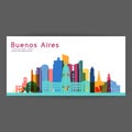 Buenos Aires colorful architecture vector illustration.