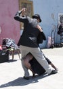 BUENOS AIRES - December 5, 2018: A pair of tango street dancers in Barrio La Boca