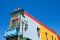 BUENOS AIRES - JANUARY 31, 2018: Colorful area in La Boca neighborhoods in Buenos Aires. Street is a major tourist attraction & t