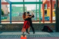 BUENOS AIRES - mar 2th 2024 Unidentified couple dancing tango in the street in Buenos Aires Argentina Royalty Free Stock Photo