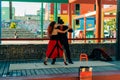 BUENOS AIRES - mar 2th 2024 Unidentified couple dancing tango in the street in Buenos Aires Argentina Royalty Free Stock Photo
