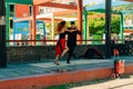 BUENOS AIRES - mar 2th 2024 Unidentified couple dancing tango in the street in Buenos Aires Argentina Royalty Free Stock Photo