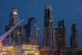 Buenos Aires modern architecture skyline tight shot at blue hour in Argentina