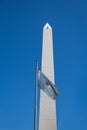 Buenos Aires Obelisk and Argentinian Flag - Buenos Aires, Argentina Royalty Free Stock Photo