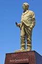 Buenos Aires, sculpture by painter and philanthropist Benito Quinquela Martin in the La Boca neighborhood, his back to