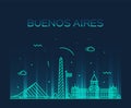 Buenos Aires skyline, Argentina vector linear city