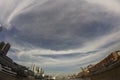 Buenos Aires State Argentina 06/23/2014. Fisheye view of iconic landmark city of Buenos Aires El Puente de La Mujer, or Woman`s Br