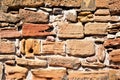 Rough hewn wall of weathered sandstone blocks