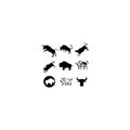 Buffalo animal logo silhouette set Royalty Free Stock Photo