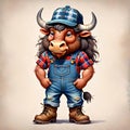 Buffalo bison bull construction work supervisor boss leader superhero