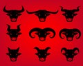 Buffalo and Bull head icons in tattoo style Royalty Free Stock Photo