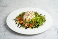 Buffalo burrata cheese with vegetables and herbs on a plate Royalty Free Stock Photo