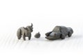 Buffalo, Car and Poop Made from Modelling Clay by Kid Handcraft on iSolated White Background