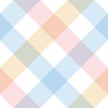 Buffalo check pattern in pastel pink  blue  yellow  white. Herringbone textured seamless light tartan plaid for flannel. Royalty Free Stock Photo