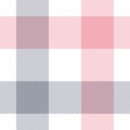 Buffalo check plaid in grey, pink, white. Seamless light pastel herringbone textured vector for spring and summer flannel shirt.